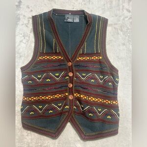 VTG Lizwear Chunky Sweater Vest Women’s Small Cotton Christmas Grandpa